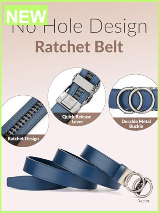 Ratchet Leather Dress Belt - Customizable Fit, 3cm Width